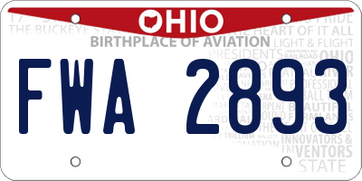 OH license plate FWA2893