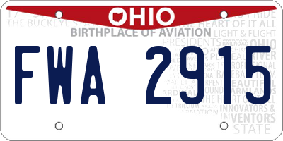 OH license plate FWA2915