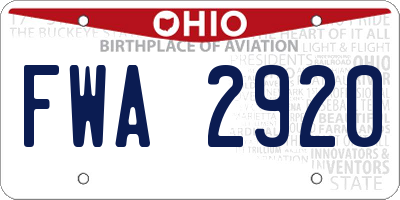 OH license plate FWA2920