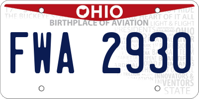 OH license plate FWA2930
