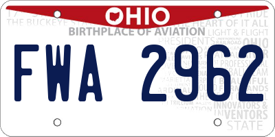 OH license plate FWA2962