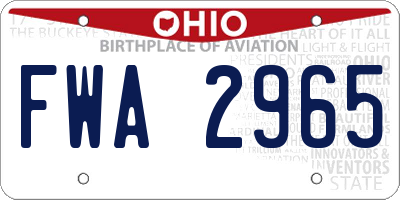 OH license plate FWA2965