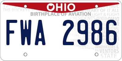 OH license plate FWA2986