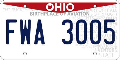 OH license plate FWA3005