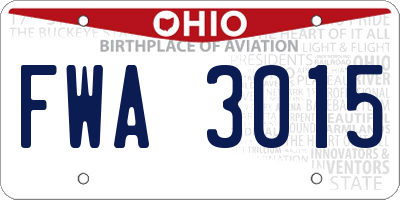 OH license plate FWA3015