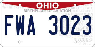 OH license plate FWA3023