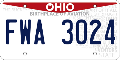 OH license plate FWA3024