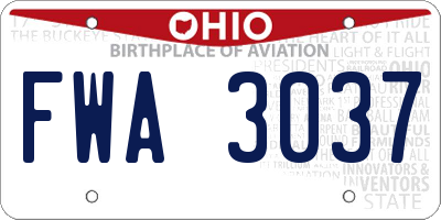 OH license plate FWA3037