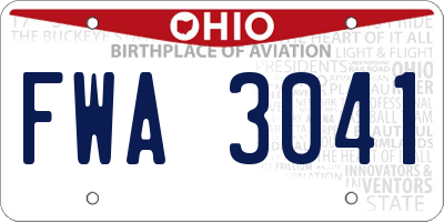 OH license plate FWA3041