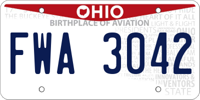 OH license plate FWA3042