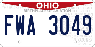 OH license plate FWA3049
