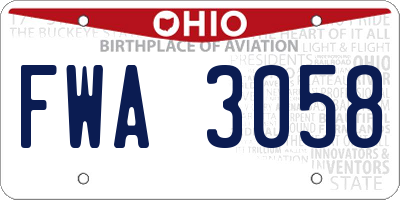 OH license plate FWA3058