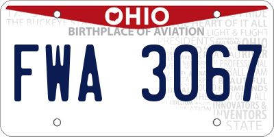 OH license plate FWA3067