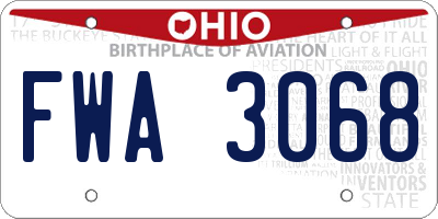 OH license plate FWA3068