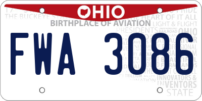 OH license plate FWA3086