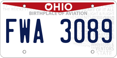 OH license plate FWA3089