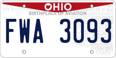 OH license plate FWA3093