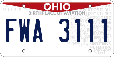OH license plate FWA3111