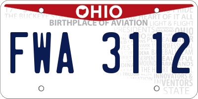 OH license plate FWA3112