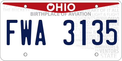 OH license plate FWA3135