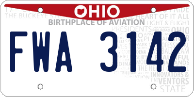 OH license plate FWA3142