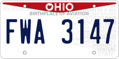 OH license plate FWA3147