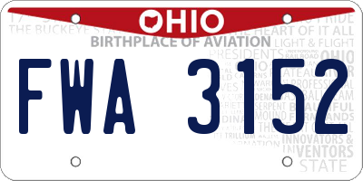 OH license plate FWA3152