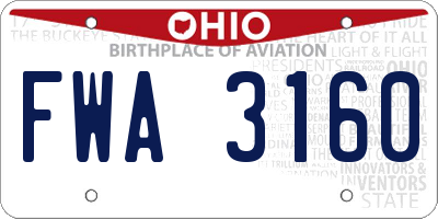 OH license plate FWA3160