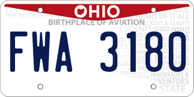 OH license plate FWA3180