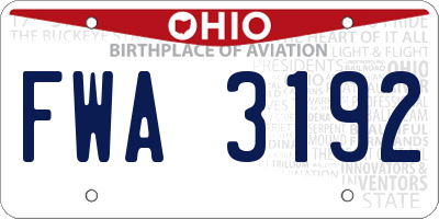 OH license plate FWA3192