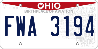 OH license plate FWA3194