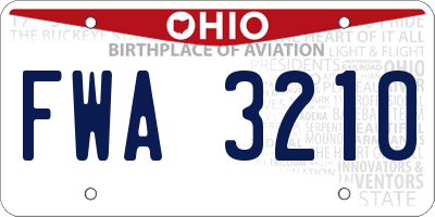 OH license plate FWA3210