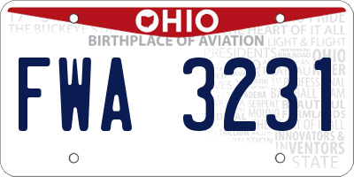 OH license plate FWA3231