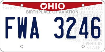 OH license plate FWA3246