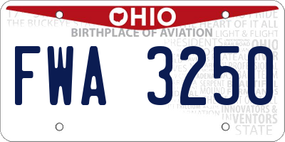 OH license plate FWA3250