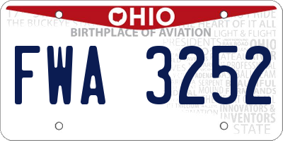 OH license plate FWA3252