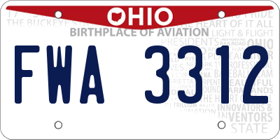 OH license plate FWA3312