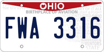 OH license plate FWA3316