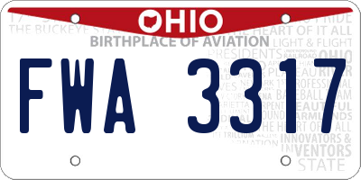 OH license plate FWA3317