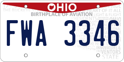 OH license plate FWA3346