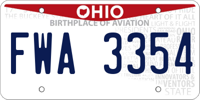 OH license plate FWA3354