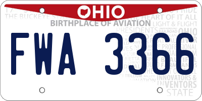 OH license plate FWA3366