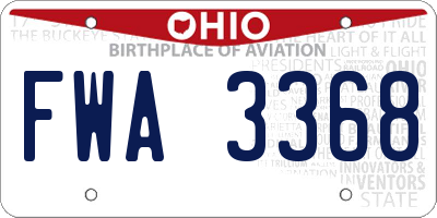 OH license plate FWA3368