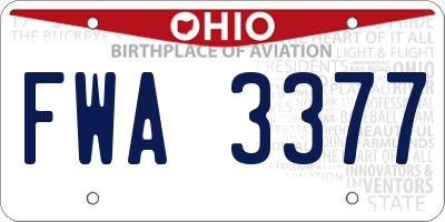 OH license plate FWA3377