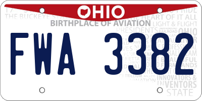 OH license plate FWA3382