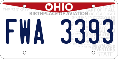 OH license plate FWA3393