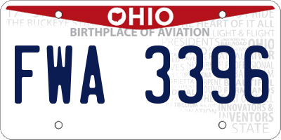 OH license plate FWA3396