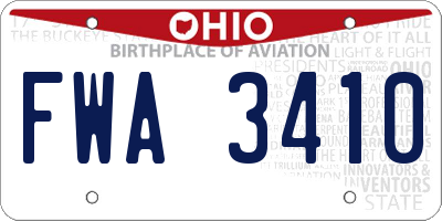 OH license plate FWA3410