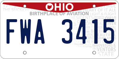 OH license plate FWA3415