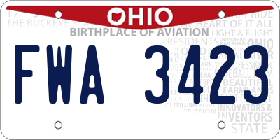 OH license plate FWA3423